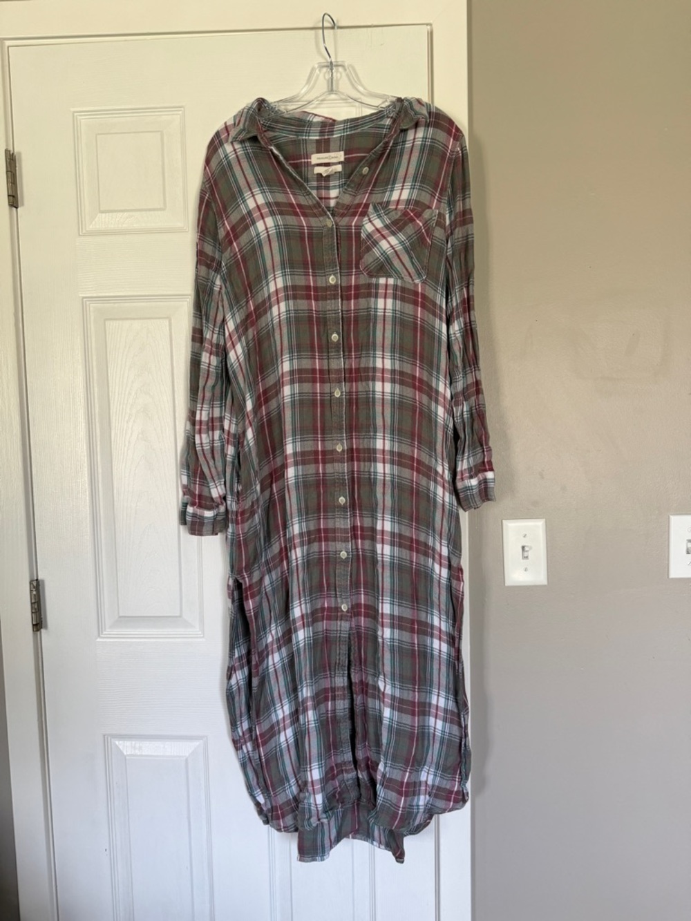 Treasure & Bond Plaid Shirt Flowy Maxi Dress